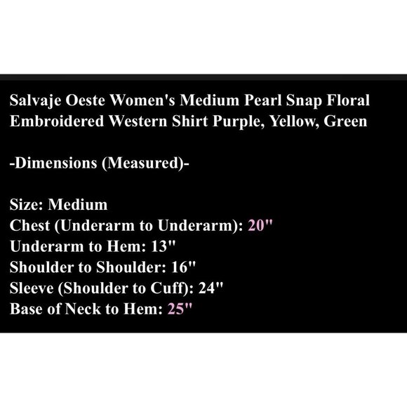 Salvaje Oeste Women's Medium Pearl Snap Floral Embroidered Western Shirt Purple - Picture 7 of 7